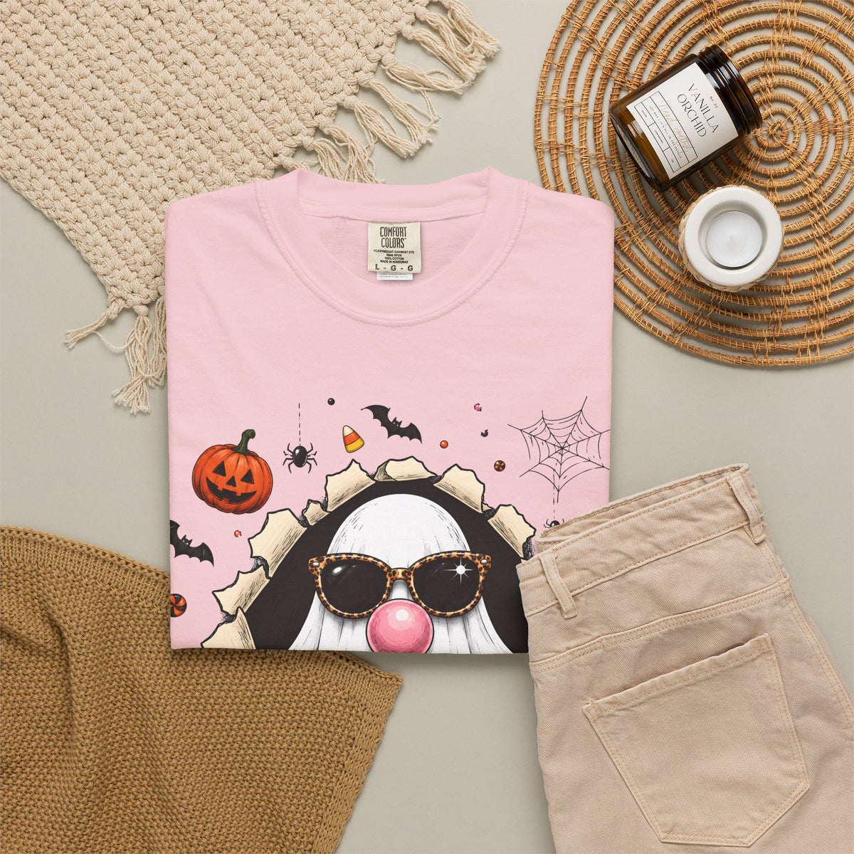 Halloween Gnome T-Shirt Funny Bubblegum Ghost and Leopard Butt Graphic Tee