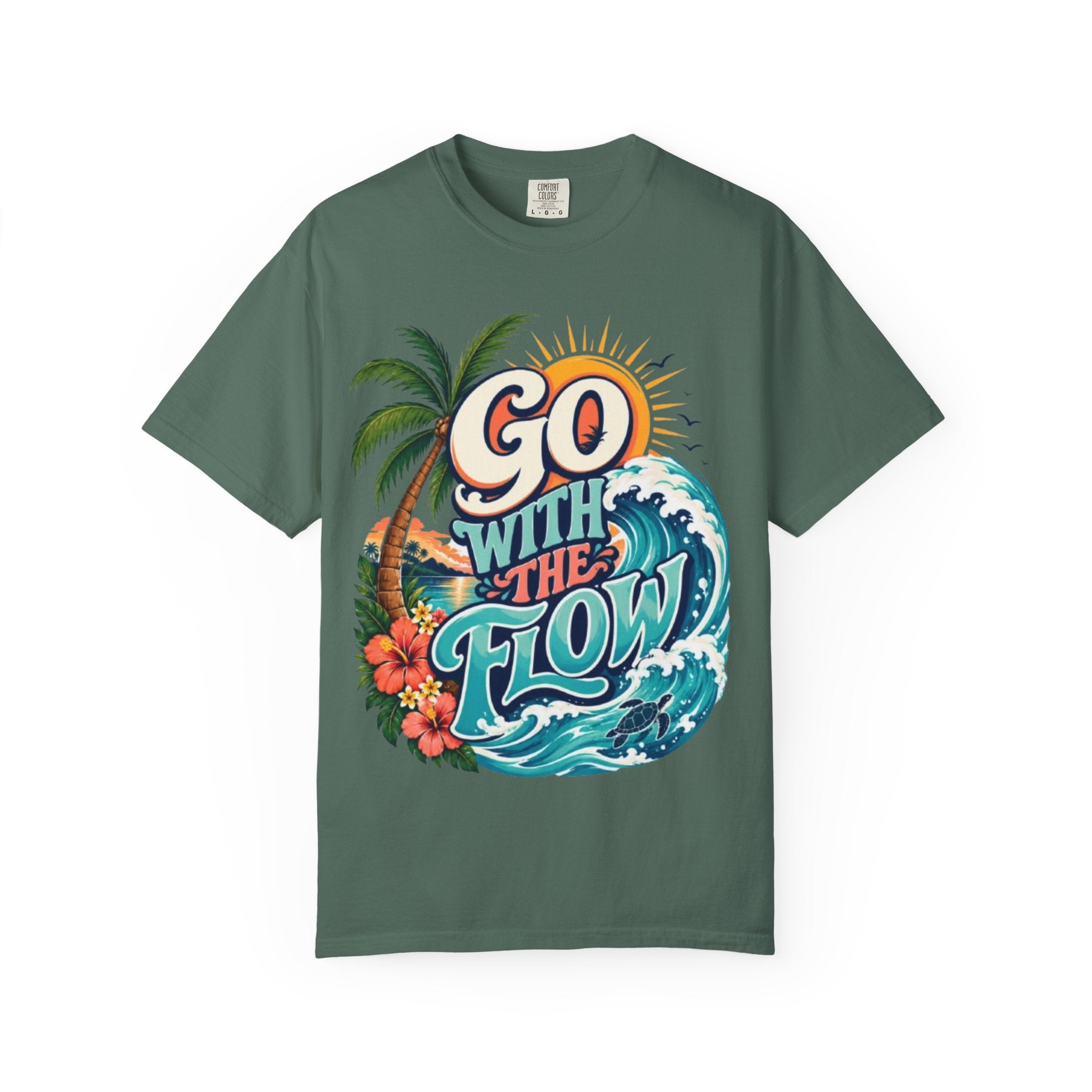 Go With The Flow T-Shirt Tropical Surf Graphic Tee