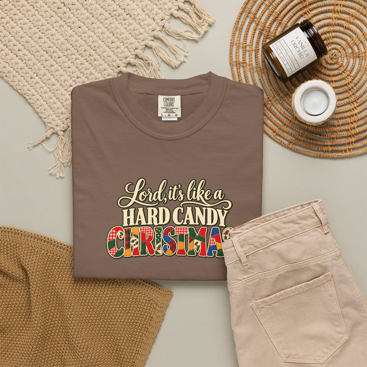 Hard Candy Christmas Shirt, Vintage Patchwork Christmas Tee, Retro Country Holiday Shirt, Coordinating Couple Christmas Shirts