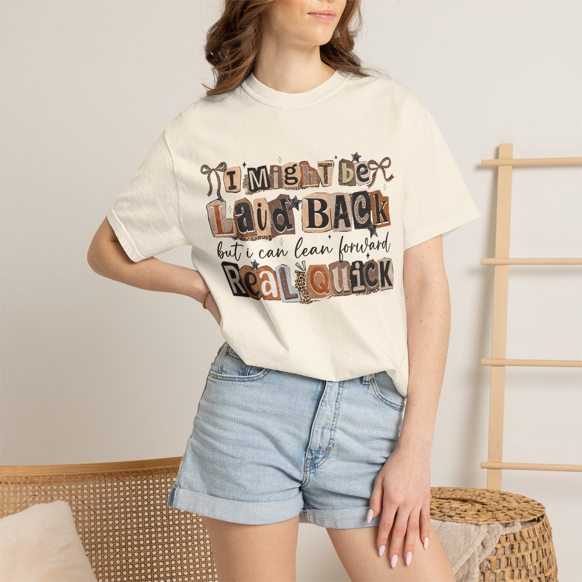 Laid Back but can Lean Forward Real Quick Graphic Tee Casual Vintage Inspired Funny Shirt