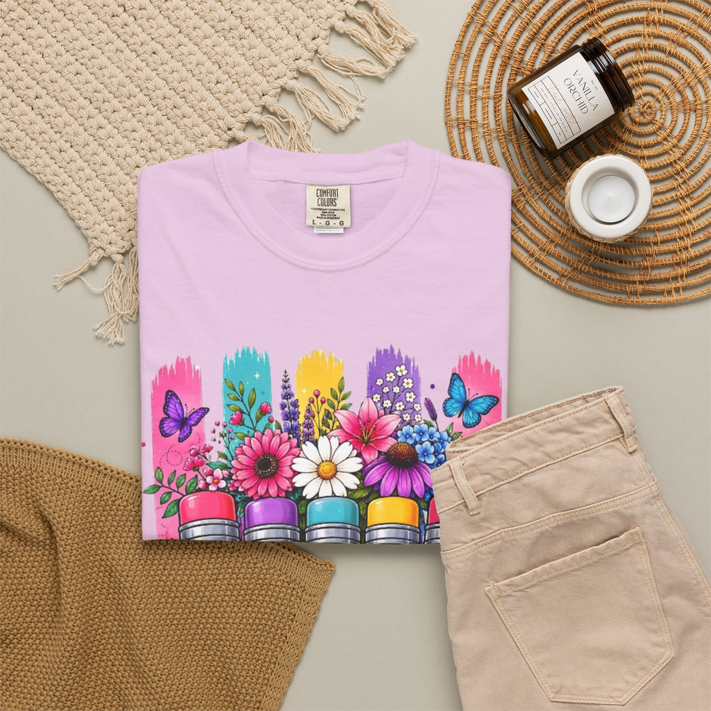 Teacher Pencil Bouquet T Shirt Colorful Floral Back to School Gift