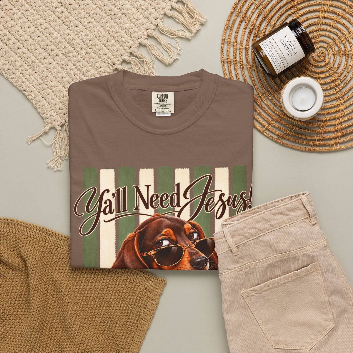 Funny Dachshund Shirt, Y'all Need Jesus Tee, Sarcastic Dog Lover Gift, Comfort Colors T-Shirt, Sassy Wiener Dog Shirt