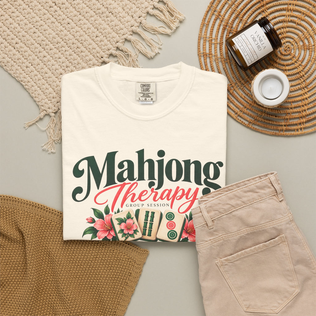 Mahjong Therapy T Shirt | Mahjong Tiles Floral Design