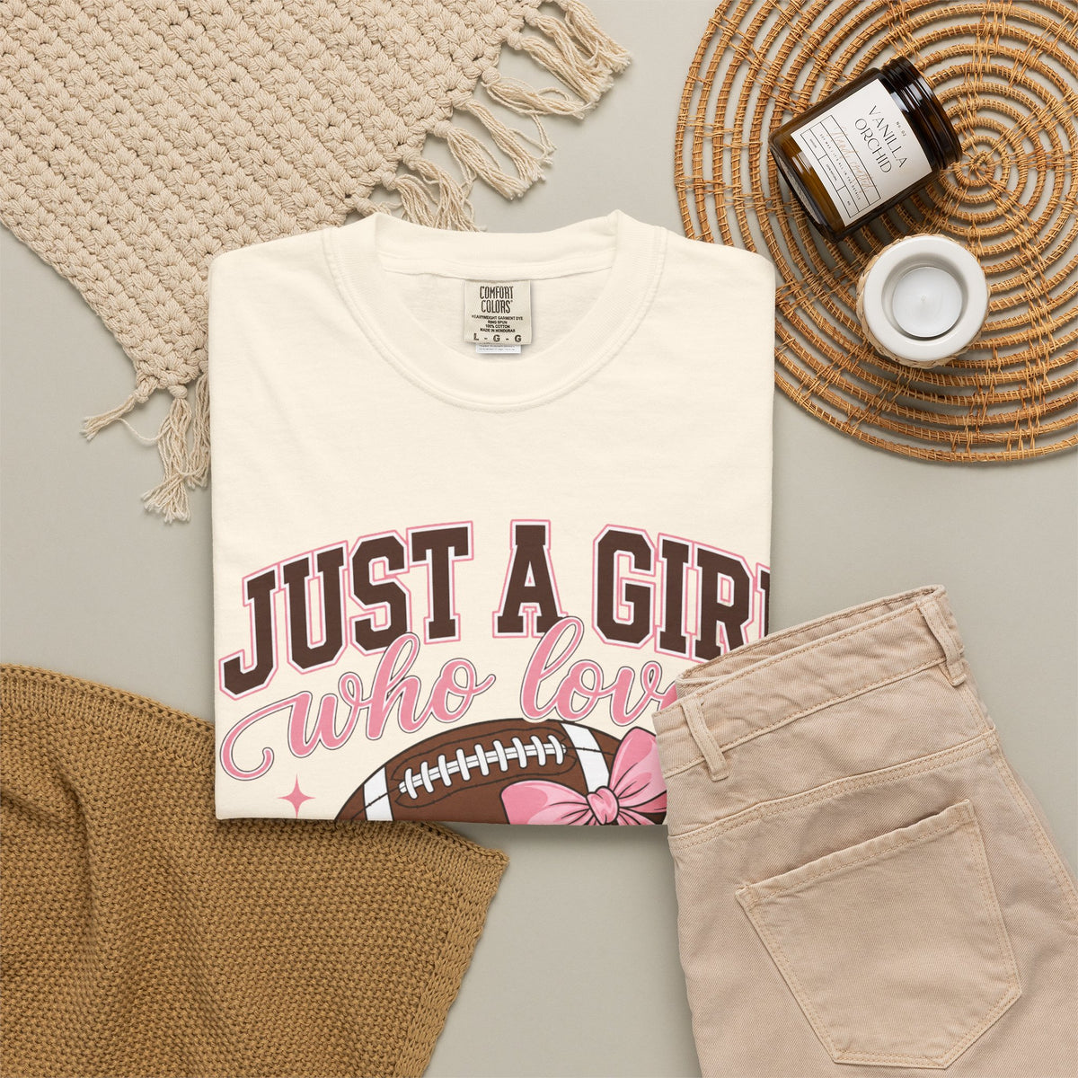 Just A Girl Who Loves Football T Shirt Pink Bow Football Tee