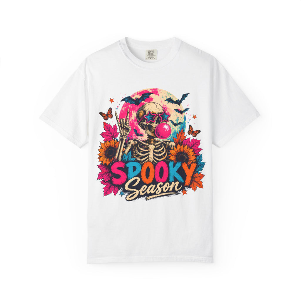 Spooky Season Skull T Shirt Colorful Halloween Skeleton Graphic Tee
