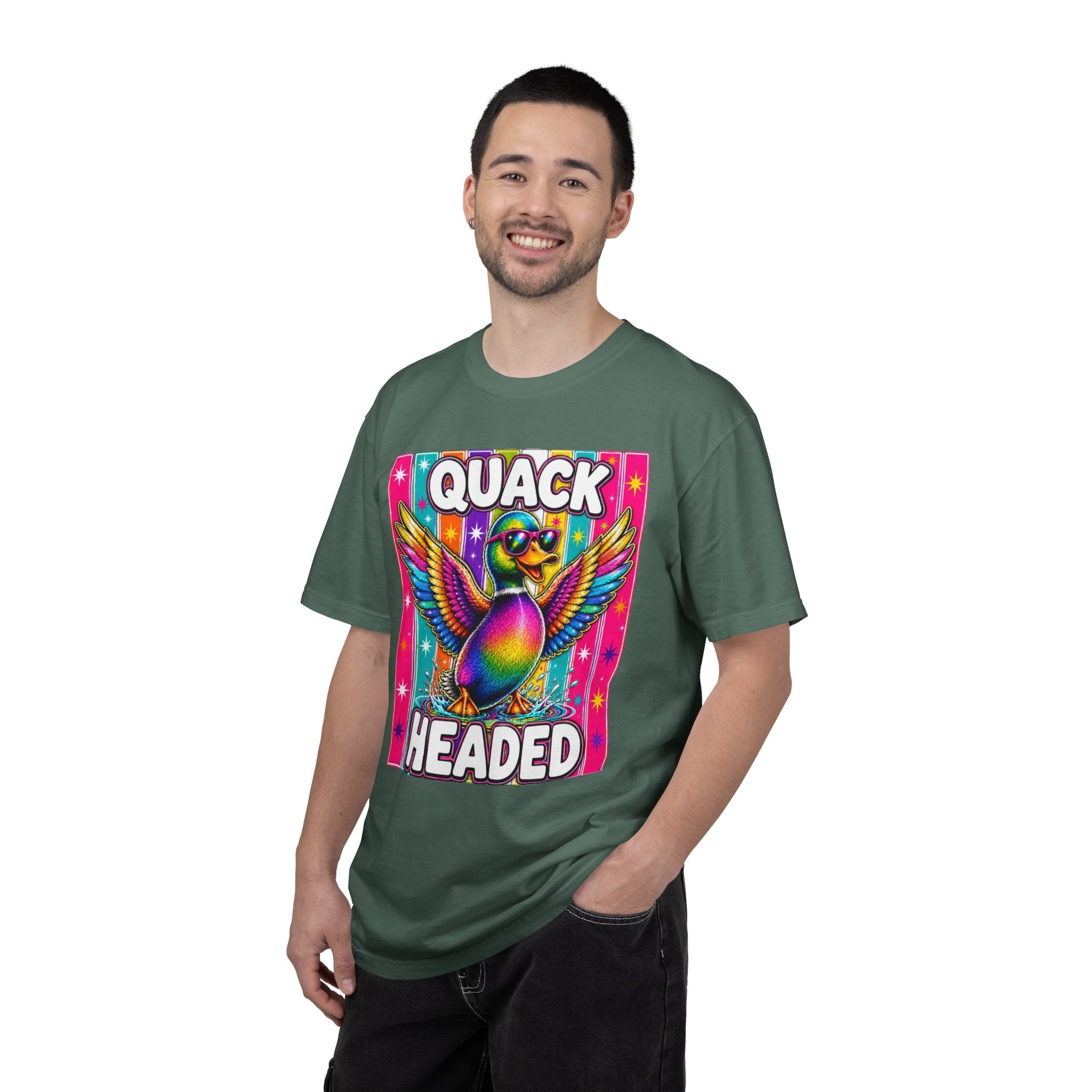 Quack Headed Duck T Shirt Vibrant Retro Rainbow Duck Graphic Tee