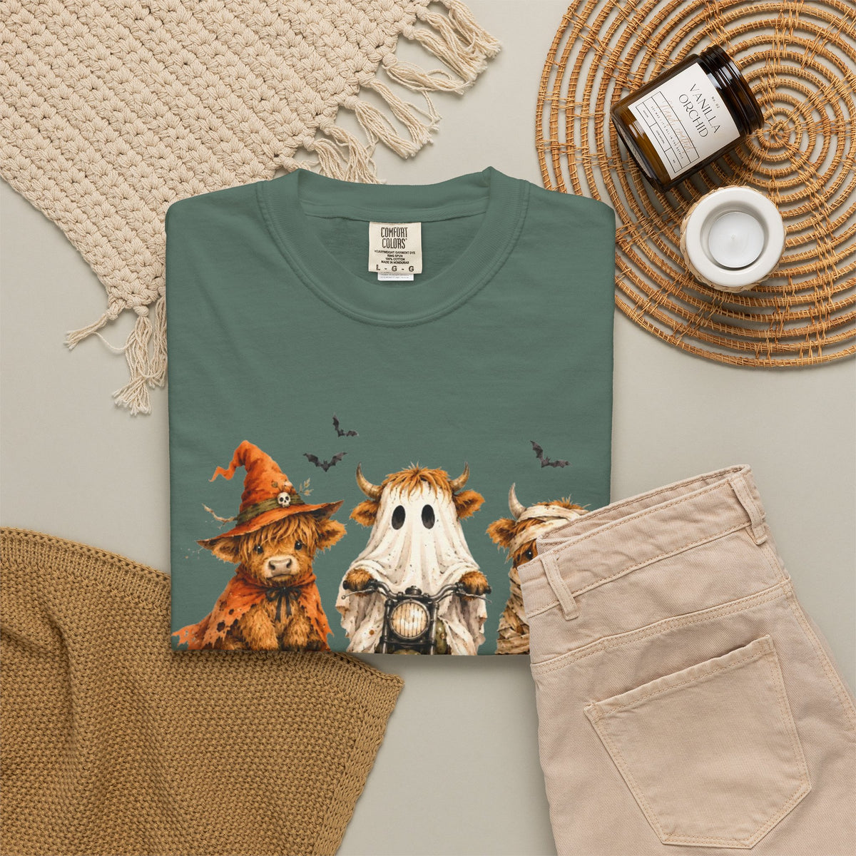 Halloween Pumpkin Cat Ghost T Shirt Cute Spooky Trio Tee