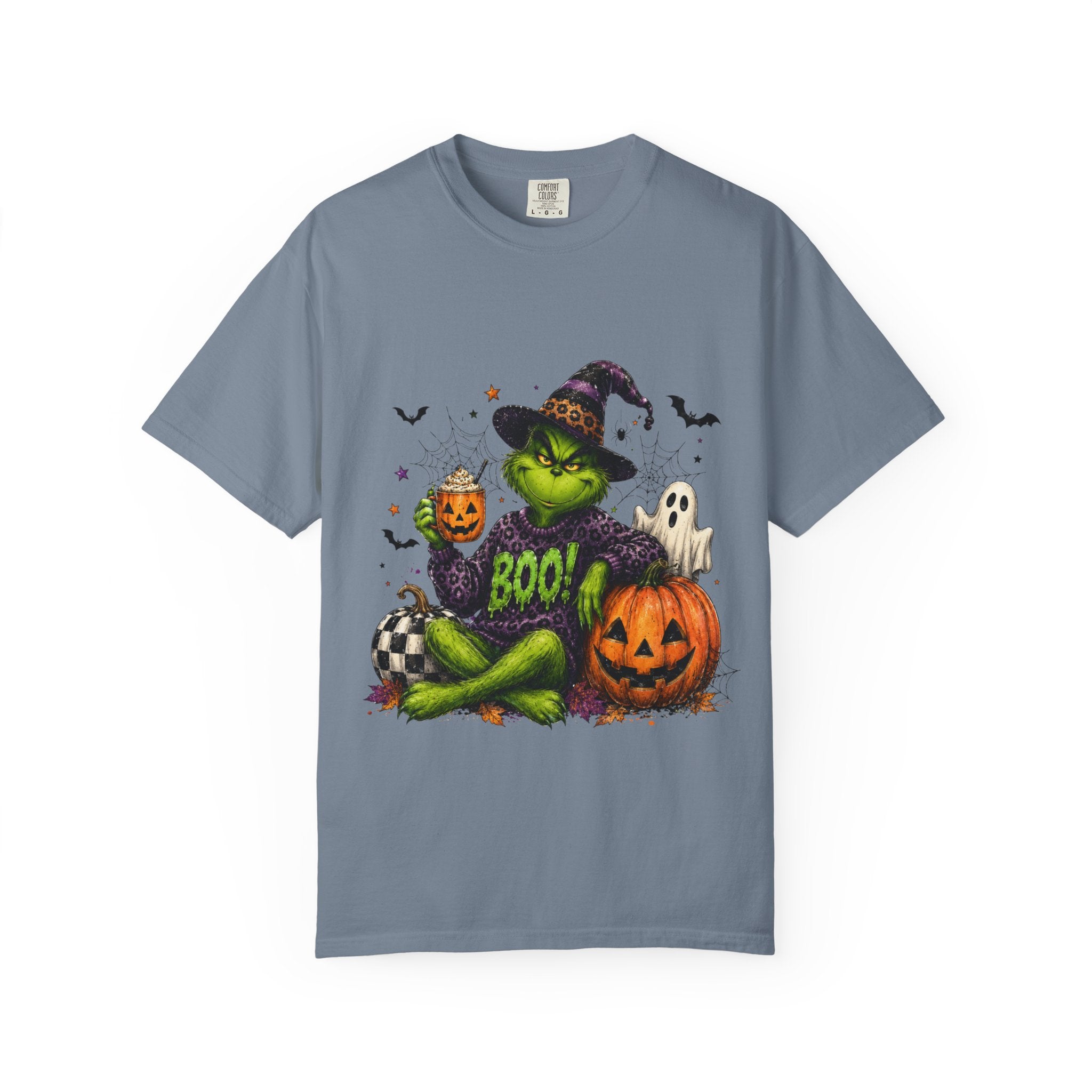 Halloween Grinch T Shirt BOO Witch Hat Pumpkin Graphic Tee