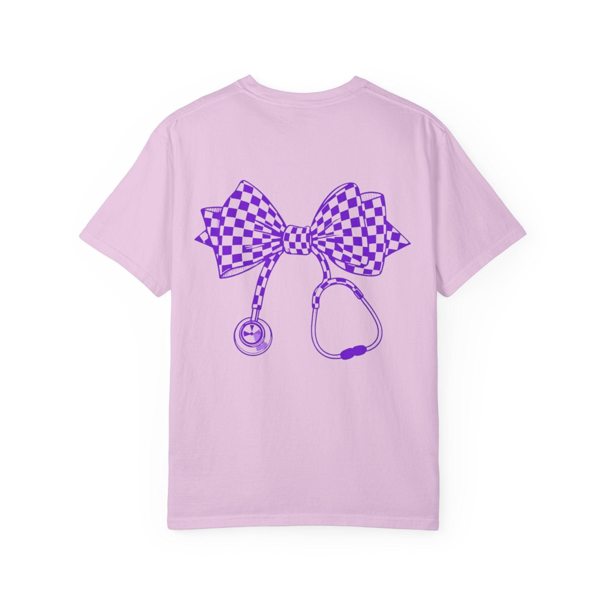Nurse Stethoscope Bow T Shirt Checkered Medical Ribbon Tee