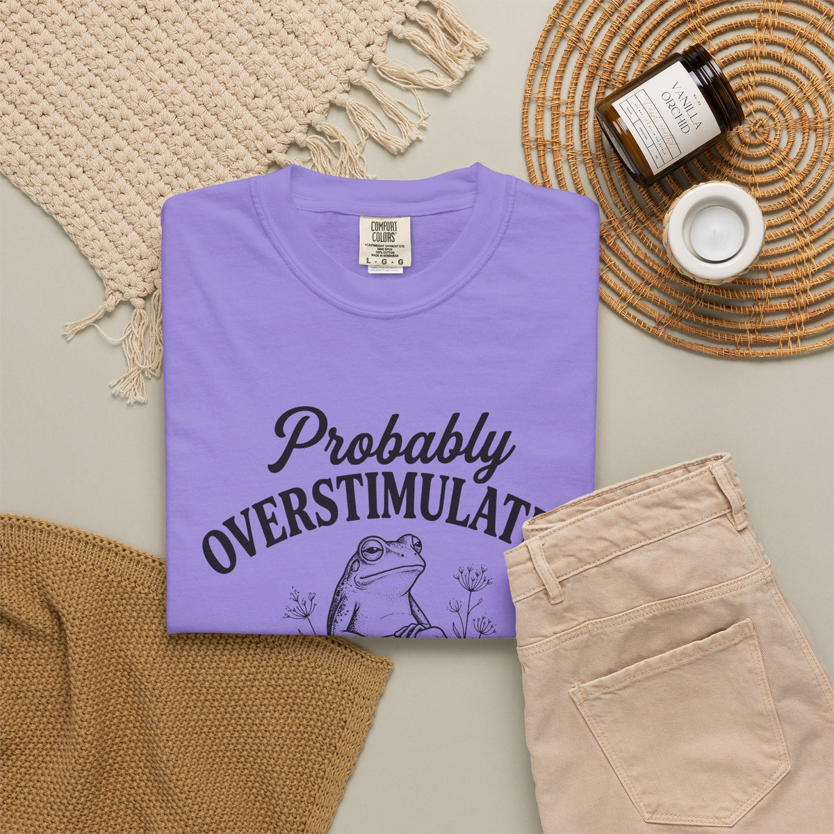 Probably Overstimulated Frog Tee Shirt So Please Dont Talk to Me Graphic Tee
