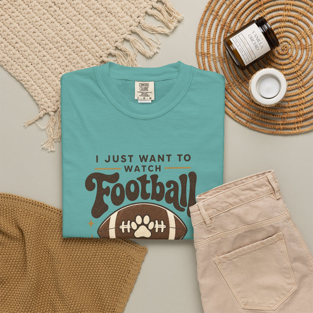 Football and Dog T Shirt I Just Want to Watch Football and Hang Out With My Dog Graphic Tee