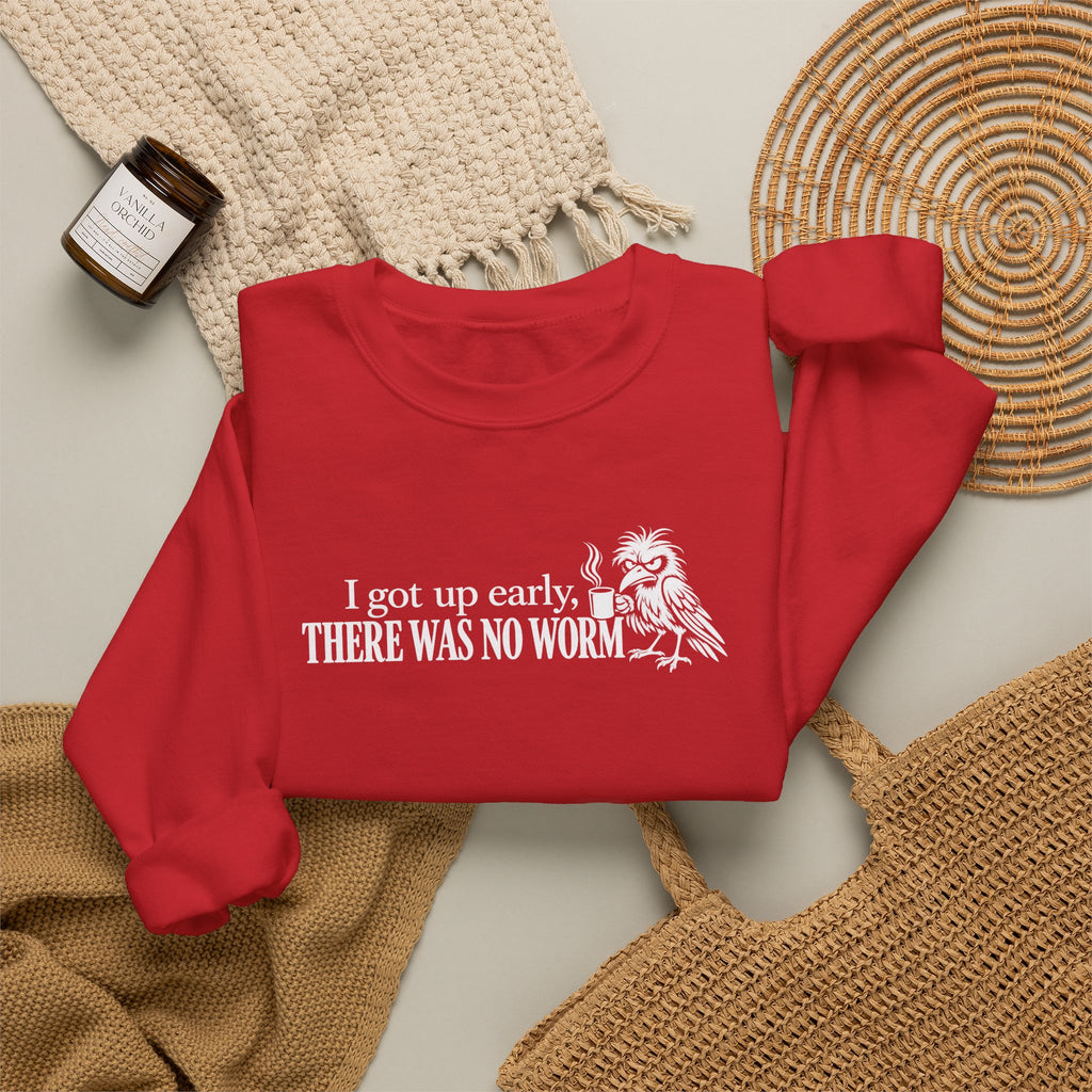 I Got Up Early There Was No Worm Sweatshirt, Funny Bird Coffee Crewneck, Sarcastic Morning Shirt, Grumpy Bird Gift