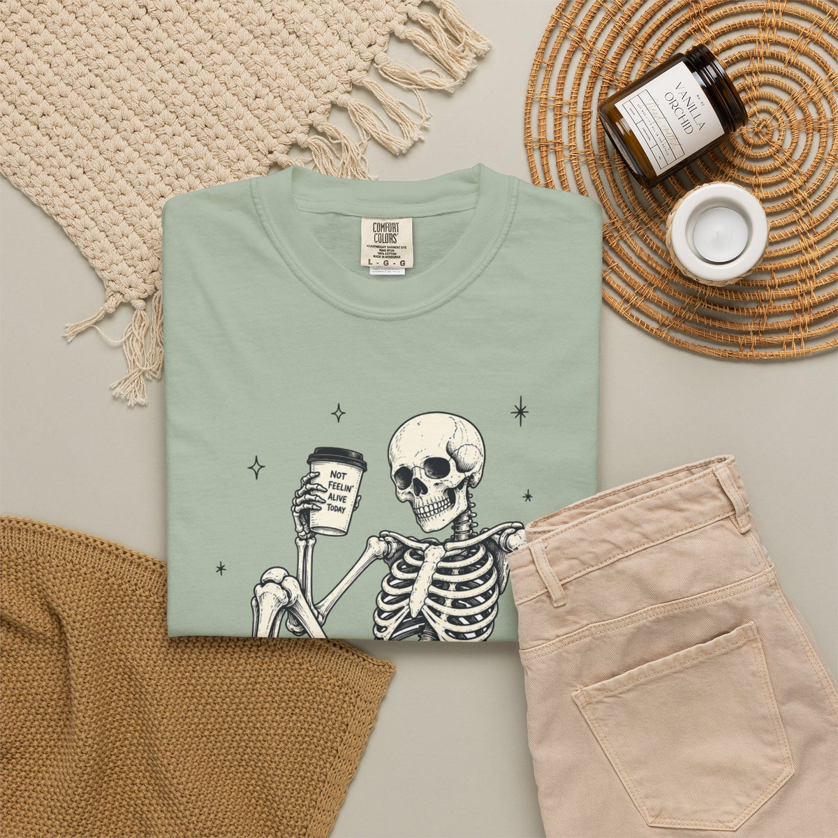 T Shirt Basically Dead Inside Skeleton Coffee Graphic Tee
