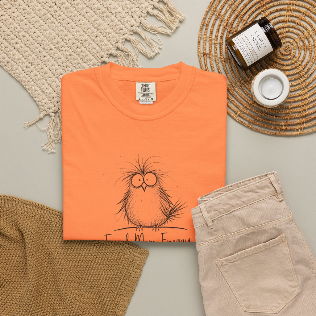 Feral Mom Energy Tee Shirt Cute Fluffy Bird Graphic Tee