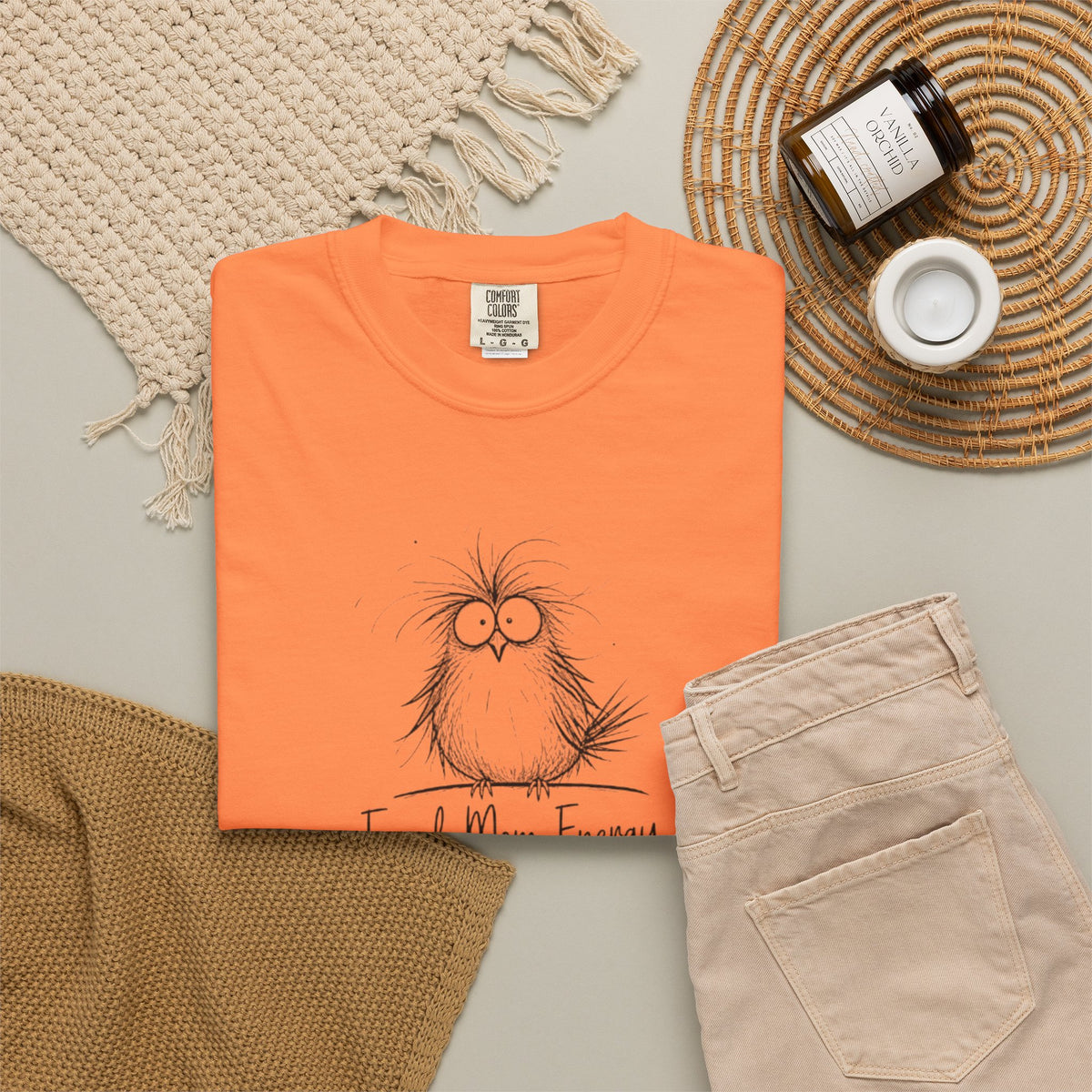 Feral Mom Energy Tee Shirt Cute Fluffy Bird Graphic Tee