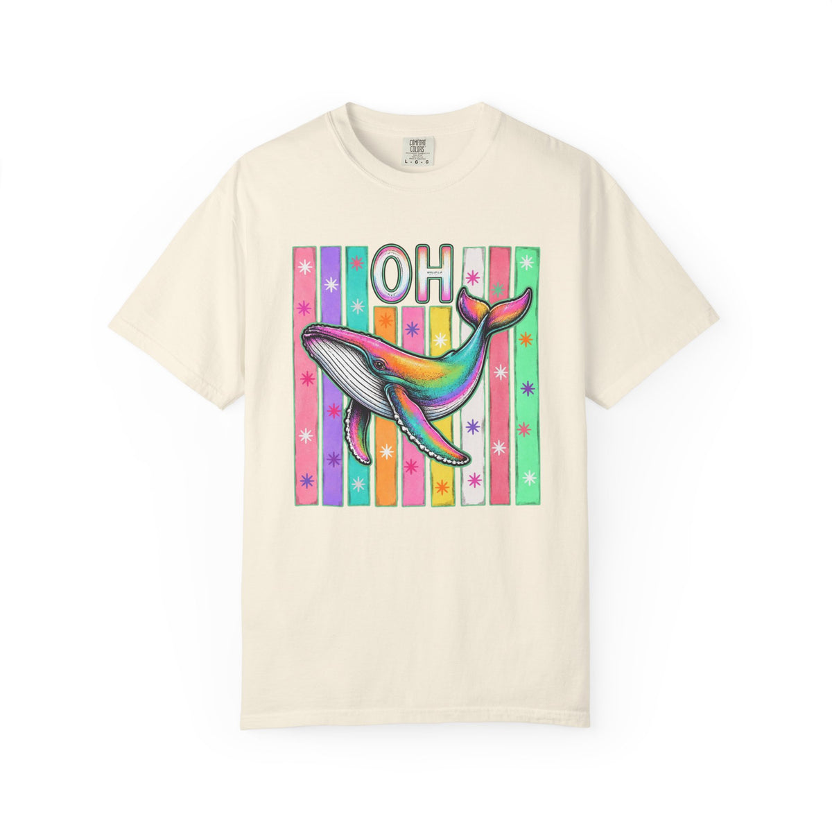 Oh Rainbow Whale T Shirt Retro Striped Graphic Tee
