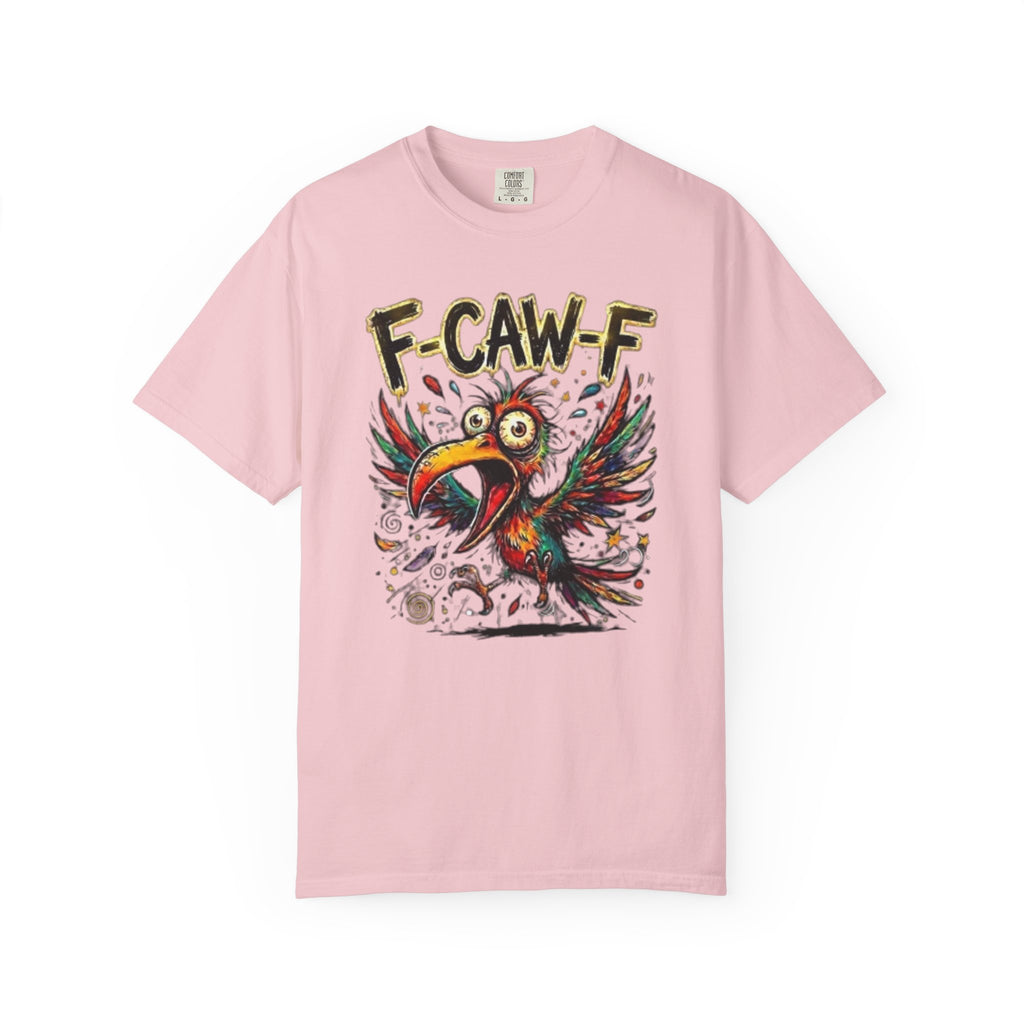 F-CAW-F Cartoon Parrot T-Shirt Colorful Tropical Bird Graphic Tee