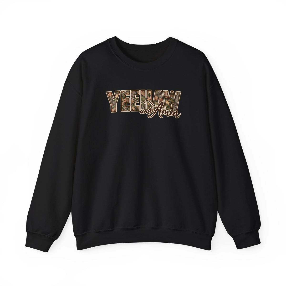 Yeehaw and Amen Camo Sweatshirt, Southern Christian Shirt, Western Cowgirl Sweatshirt, Country Faith Gift, Rustic Graphic Tee