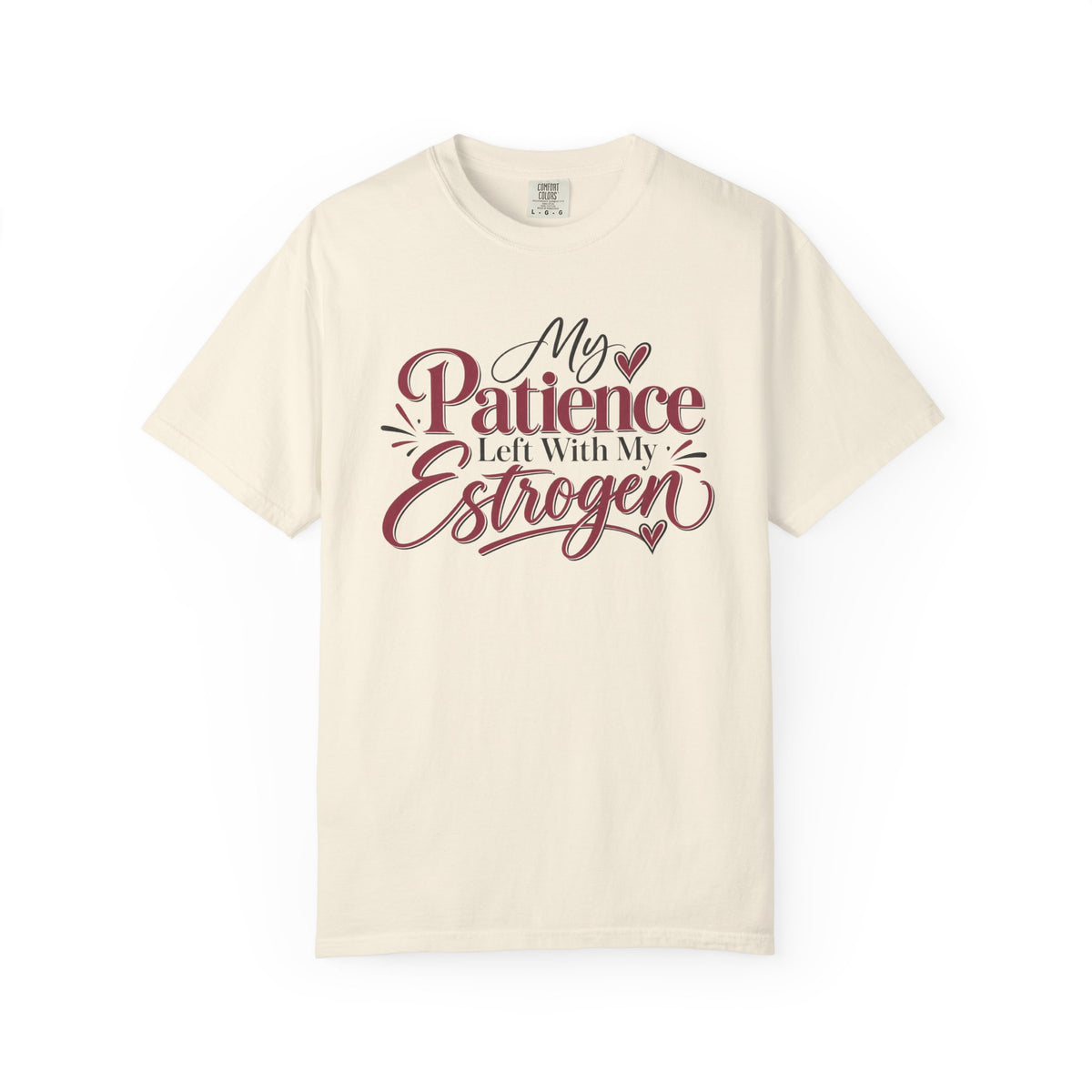 My Patience Left With My Estrogen Shirt, Funny Menopause T-Shirt, Menopause Humor Tee, Perimenopause Gift for Women, Comfort Colors Tee