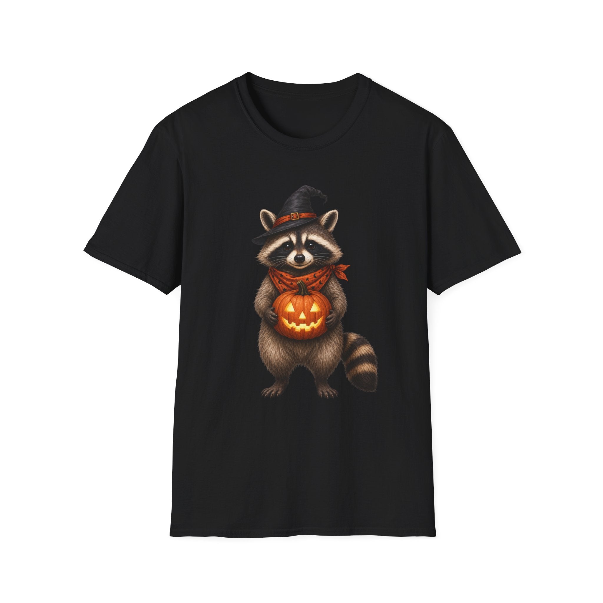 Raccoon Witch Halloween T Shirt Cute Pumpkin Trick-or-Treat Tee