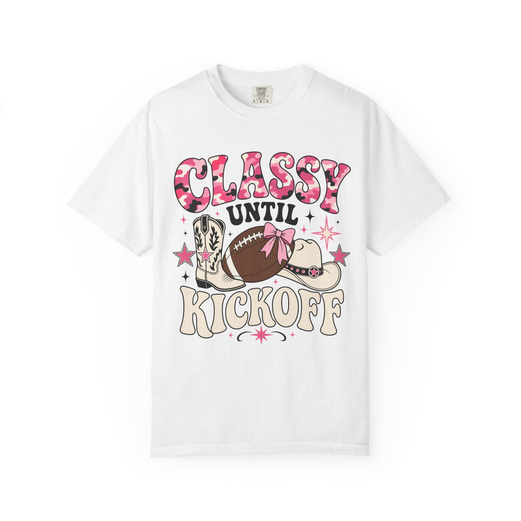 Classy Until Kickoff Football T Shirt Retro Cowgirl Game Day Tee