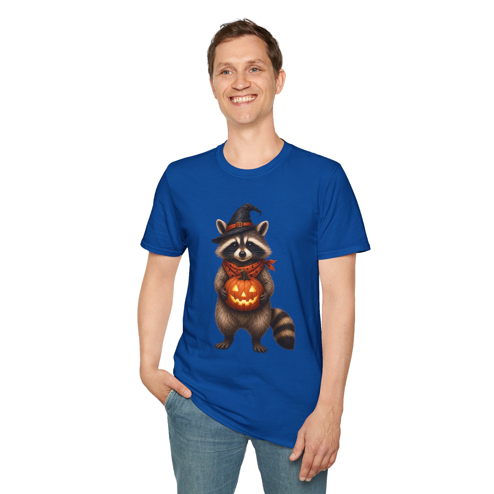 Raccoon Witch Halloween T Shirt Cute Pumpkin Trick-or-Treat Tee
