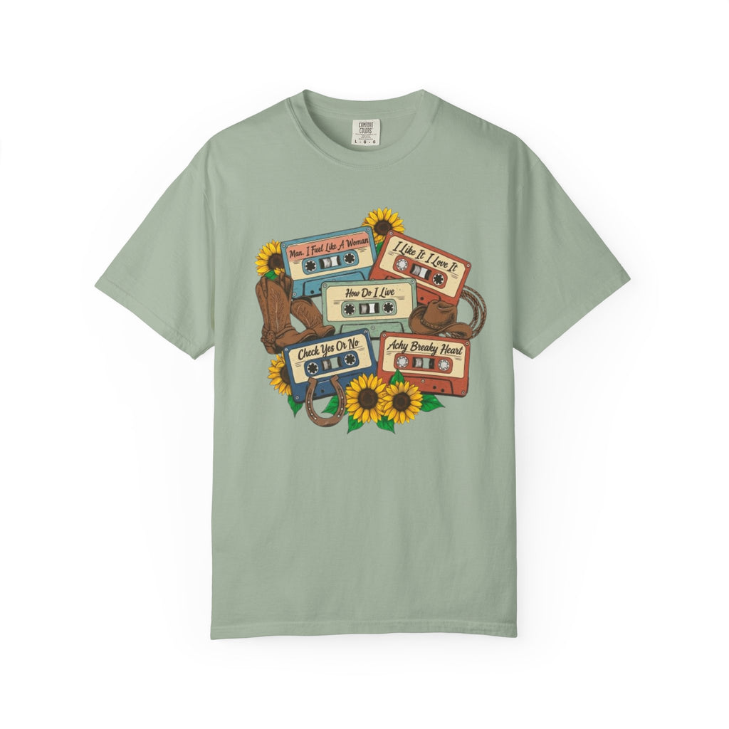 Cassette Mix T Shirt Retro Sunflower Tape Design