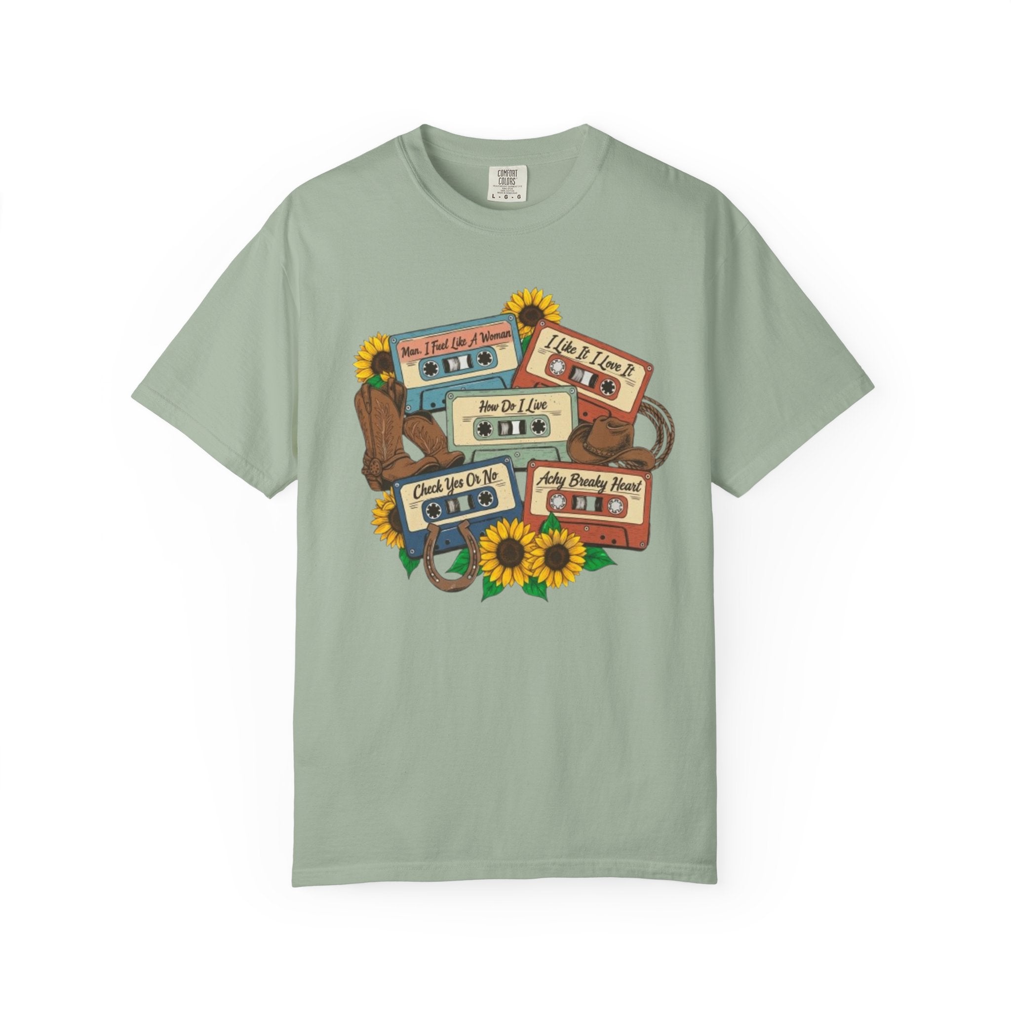 Cassette Mix T Shirt Retro Sunflower Tape Design