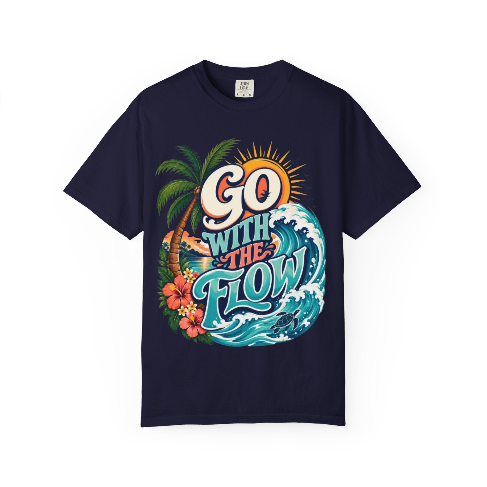 Go With The Flow T-Shirt Tropical Surf Graphic Tee