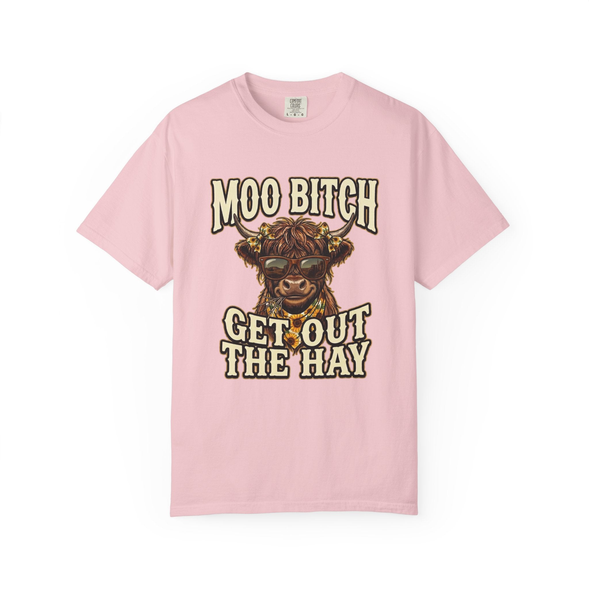 Moo Bitch Get Out The Hay Cow Graphic T Shirt Funny Farm Animal Tee for Ranchers and Country Lovers