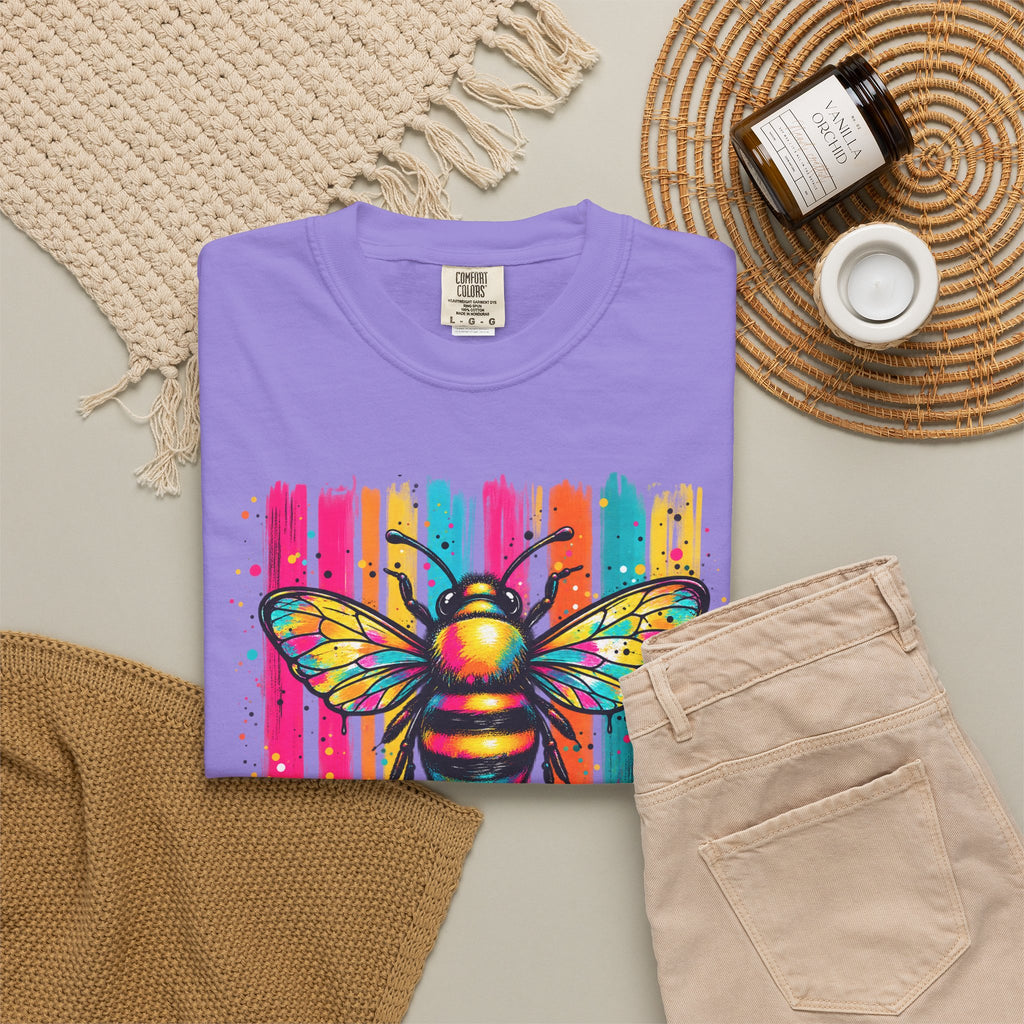 Bee Kind T Shirt Colorful Retro Striped Graphic Tee