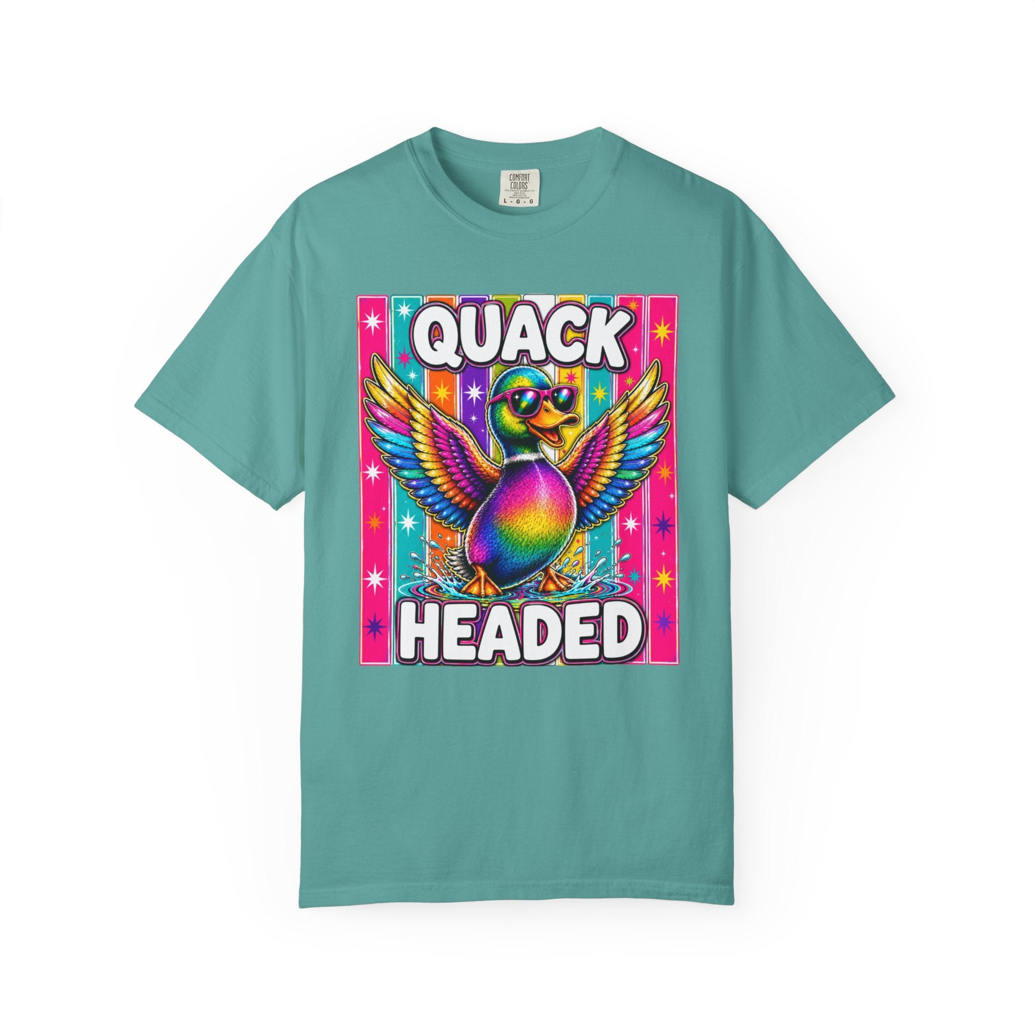 Quack Headed Duck T Shirt Vibrant Retro Rainbow Duck Graphic Tee