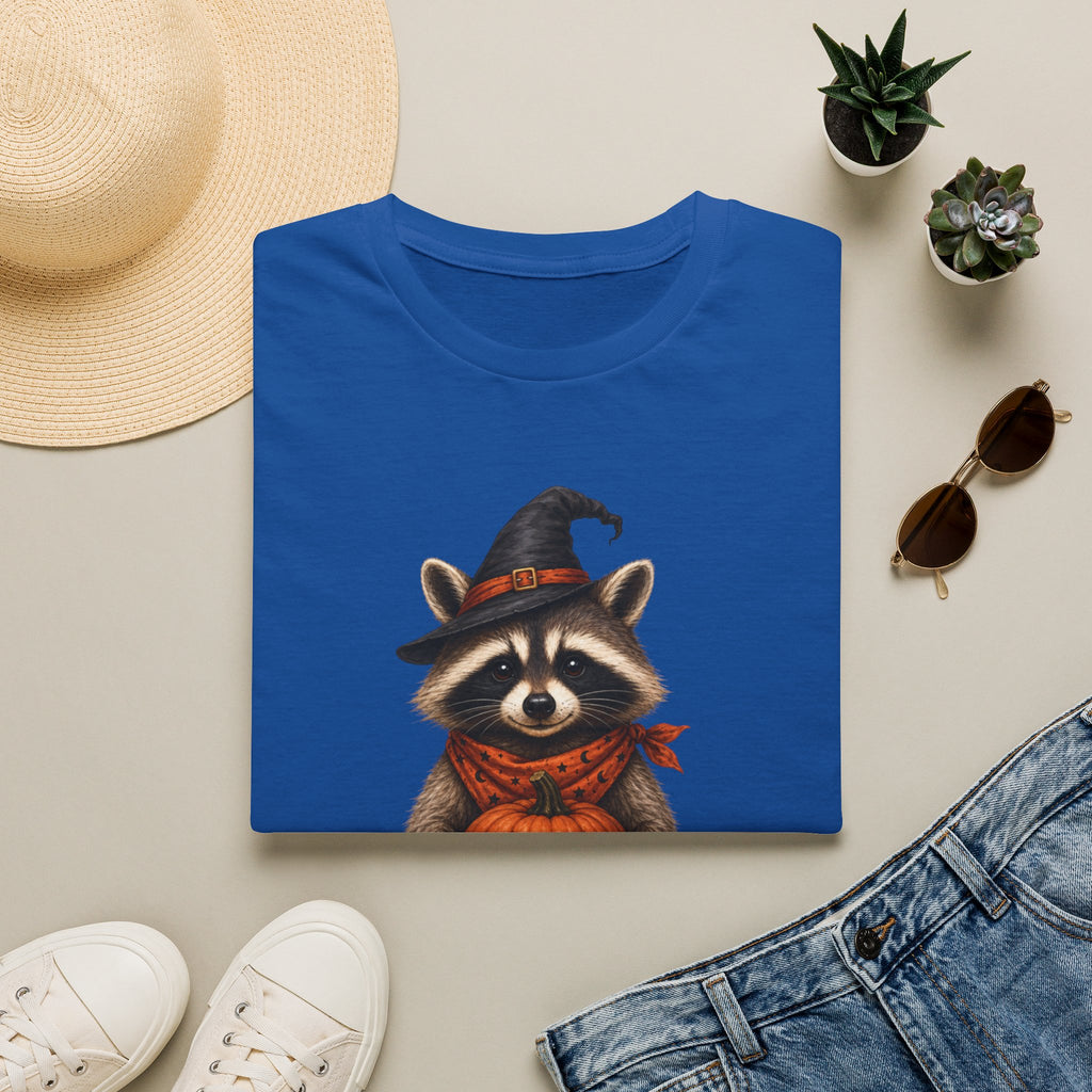 Raccoon Witch Halloween T Shirt Cute Pumpkin Trick-or-Treat Tee