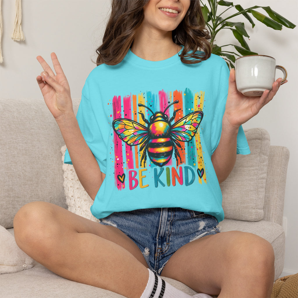 Bee Kind T Shirt Colorful Retro Striped Graphic Tee