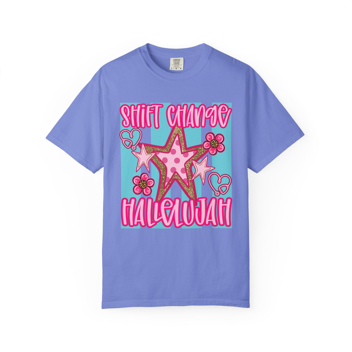 Shift Change Hallelujah T Shirt Cute Pink Star Nurse Worker Tee