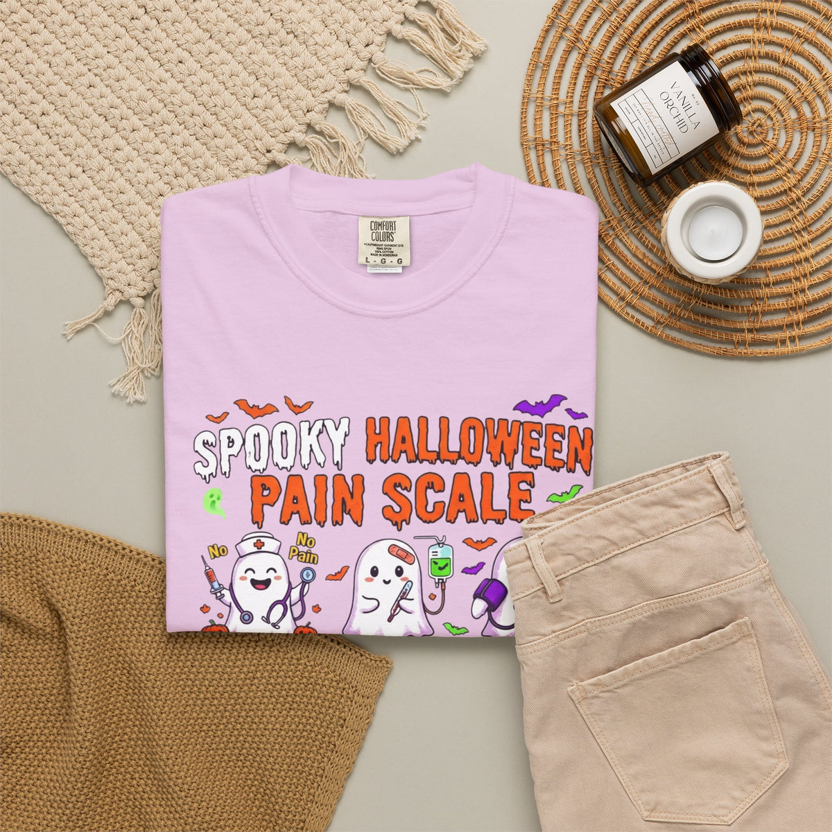 Halloween Ghost Pain Scale T-Shirt Spooky Halloween Pain Scale Nurse Funny Tee