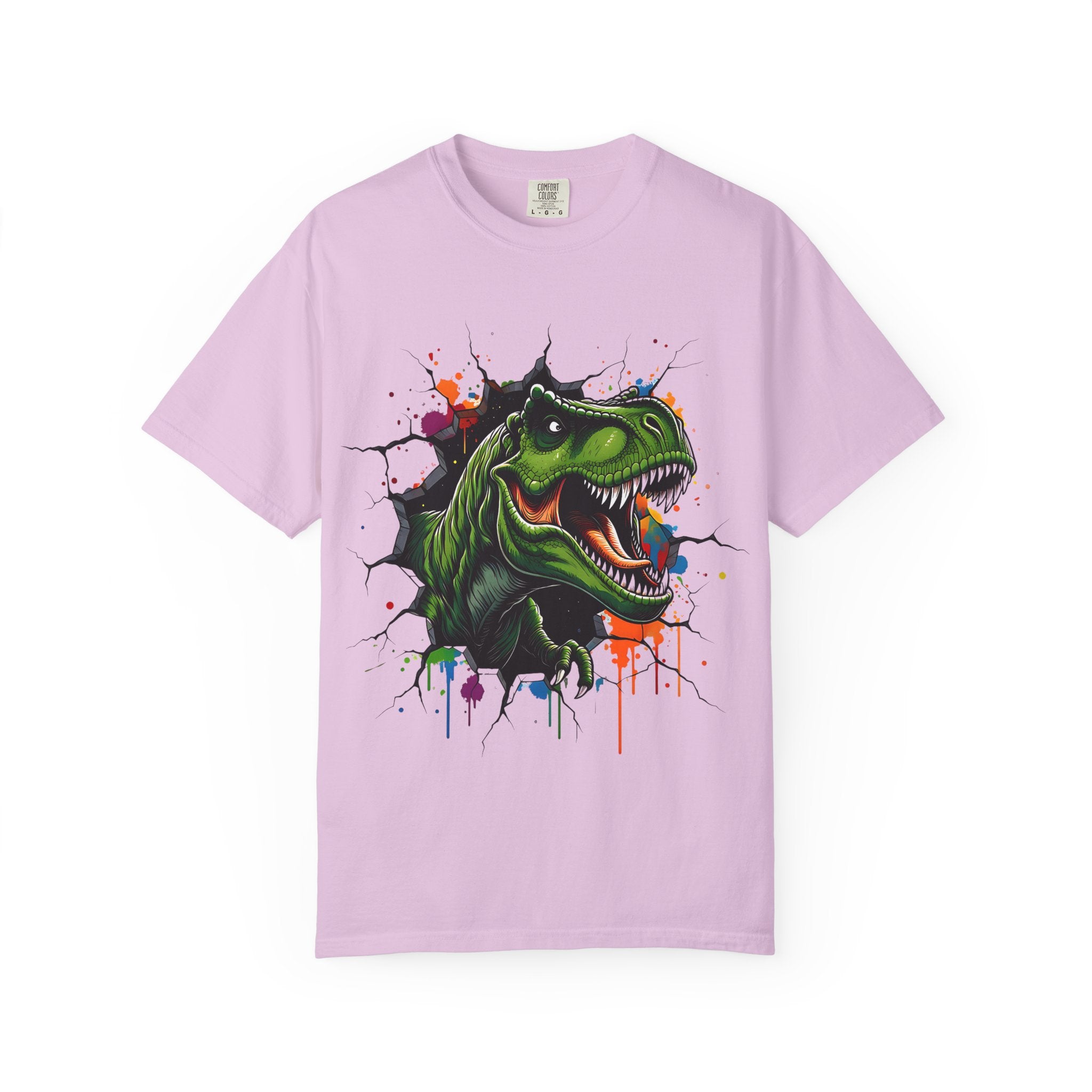 T Rex Burst Graphic T Shirt Colorful Dino Head Tee
