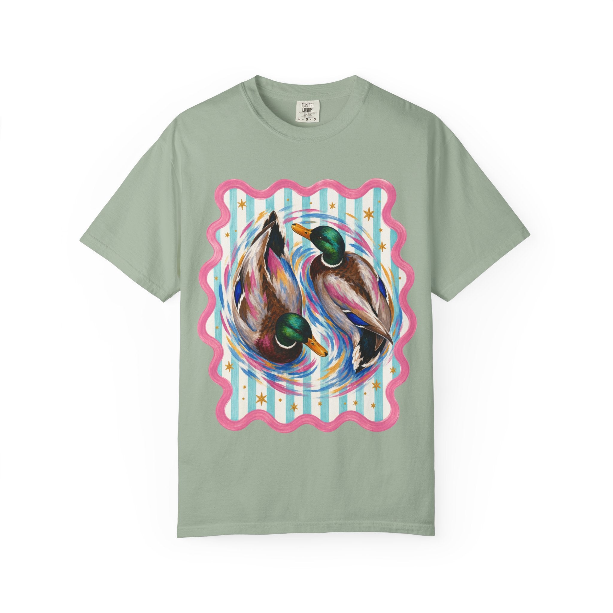 Mallard Duck Art T Shirt Colorful Paired Ducks Graphic Tee