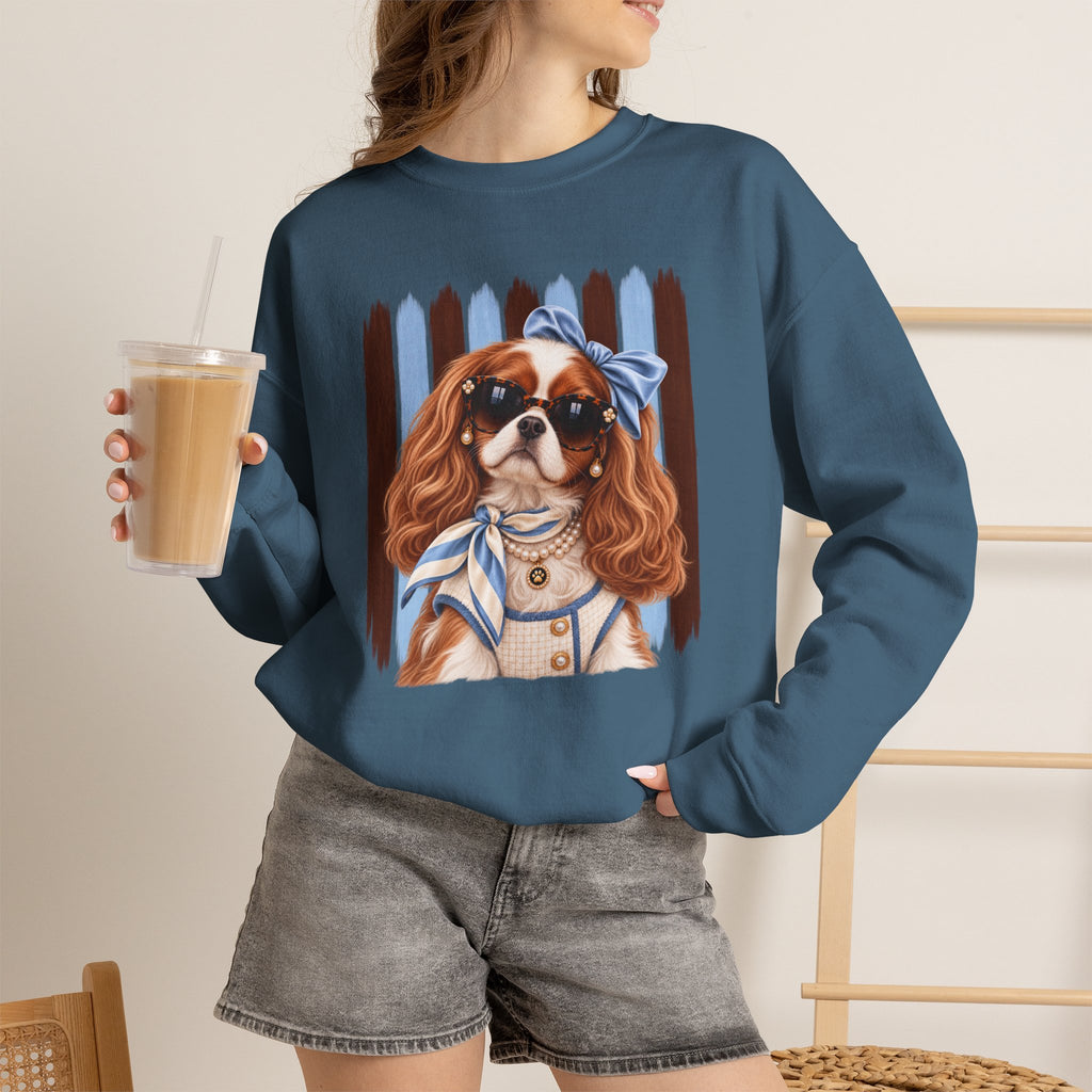 Cavalier King Charles Spaniel Sweatshirt, Cavalier Mom Gift, Unique Dog Lover Sweater, Artsy Boutique Dog Apparel, Original Pet Lover Gift