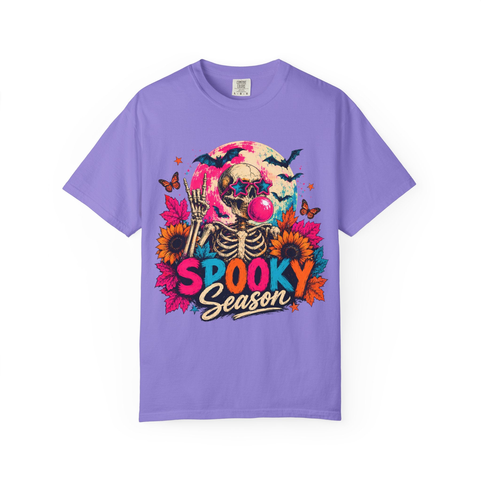 Spooky Season Skull T Shirt Colorful Halloween Skeleton Graphic Tee