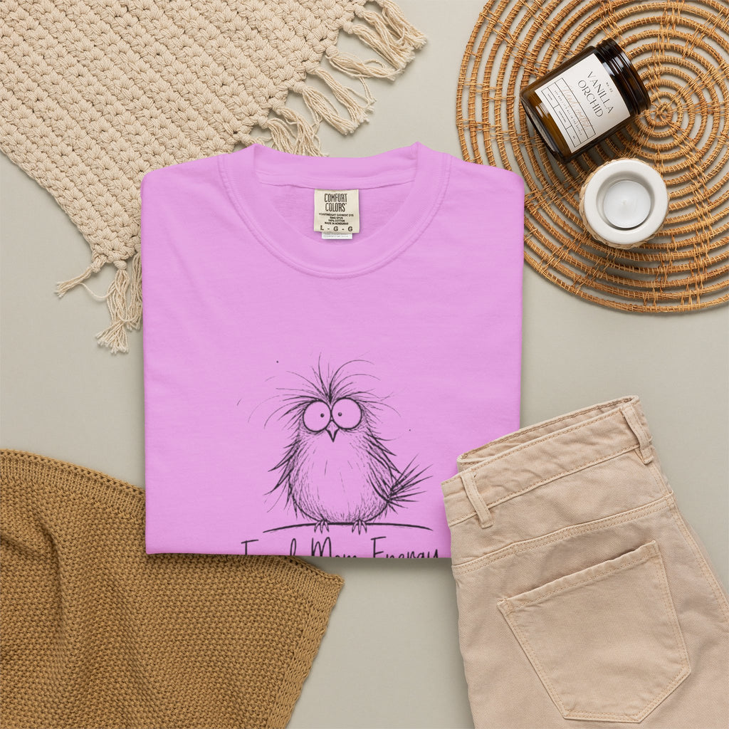 Feral Mom Energy Tee Shirt Cute Fluffy Bird Graphic Tee