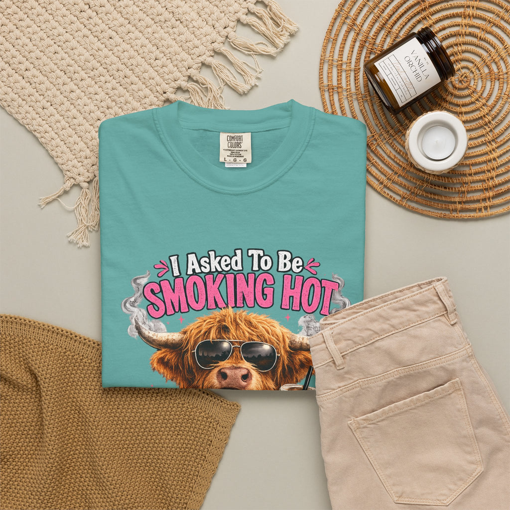 Menopause Smoking Hot T-Shirt Funny Cow with Sunglasses & Drink