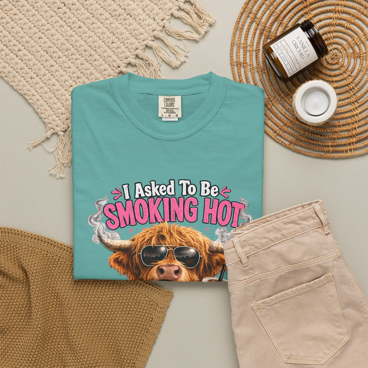 Menopause Smoking Hot T-Shirt Funny Cow with Sunglasses & Drink