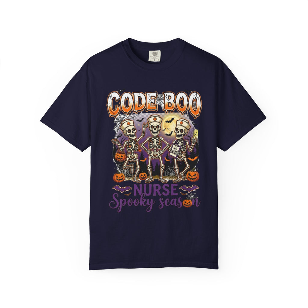 Nurse Code Boo Halloween T‑Shirt Spooky Season Skeletons