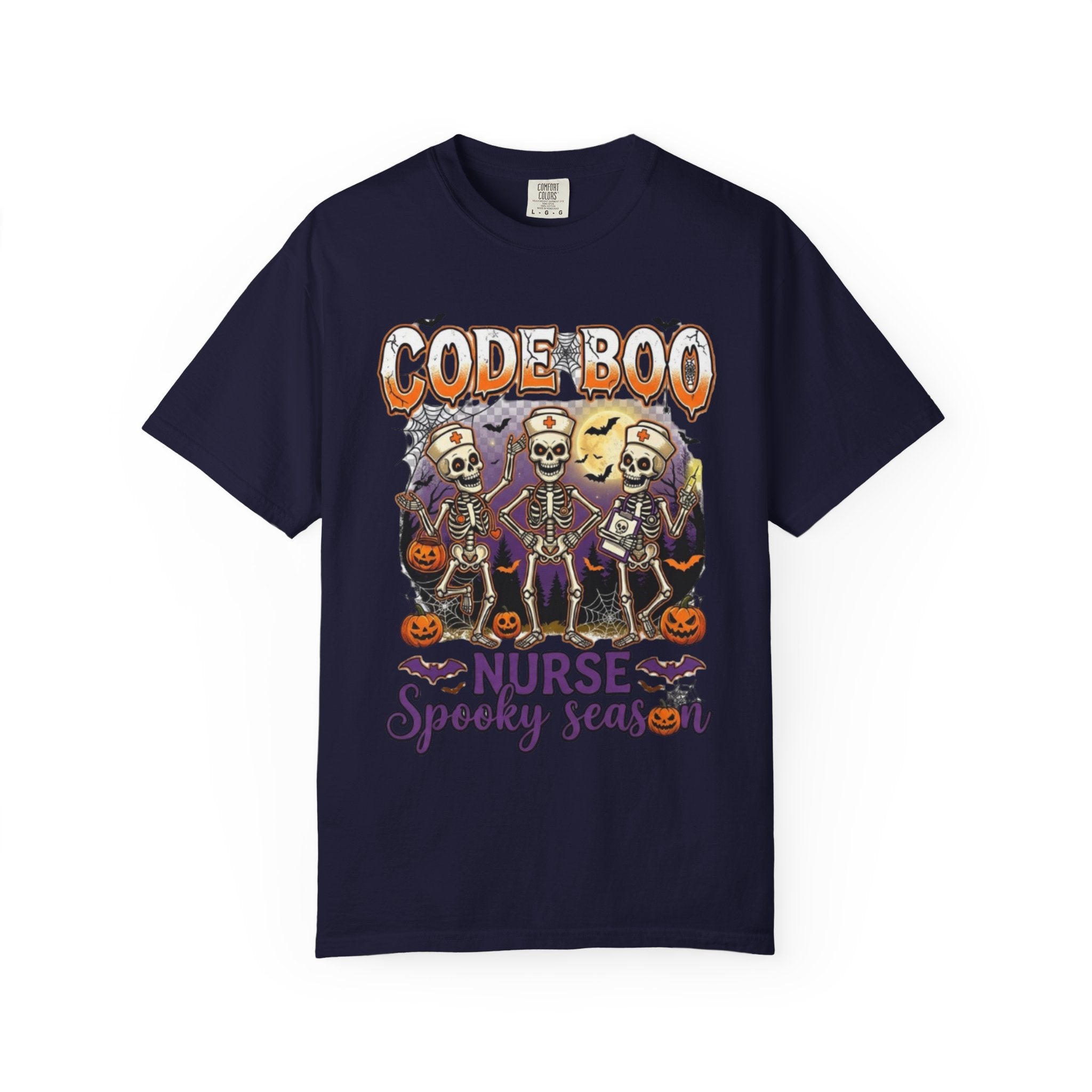 Nurse Code Boo Halloween T‑Shirt Spooky Season Skeletons