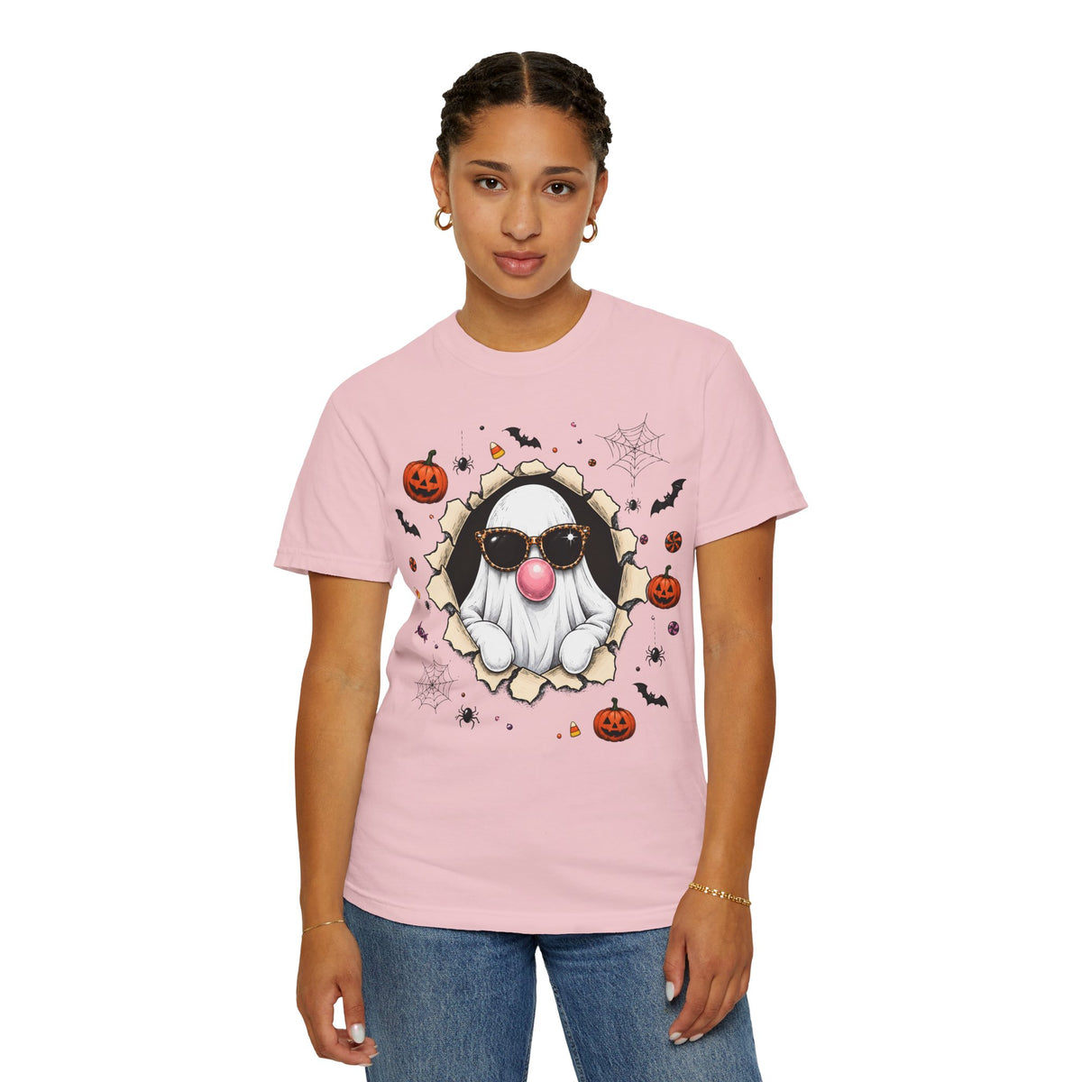 Halloween Gnome T-Shirt Funny Bubblegum Ghost and Leopard Butt Graphic Tee