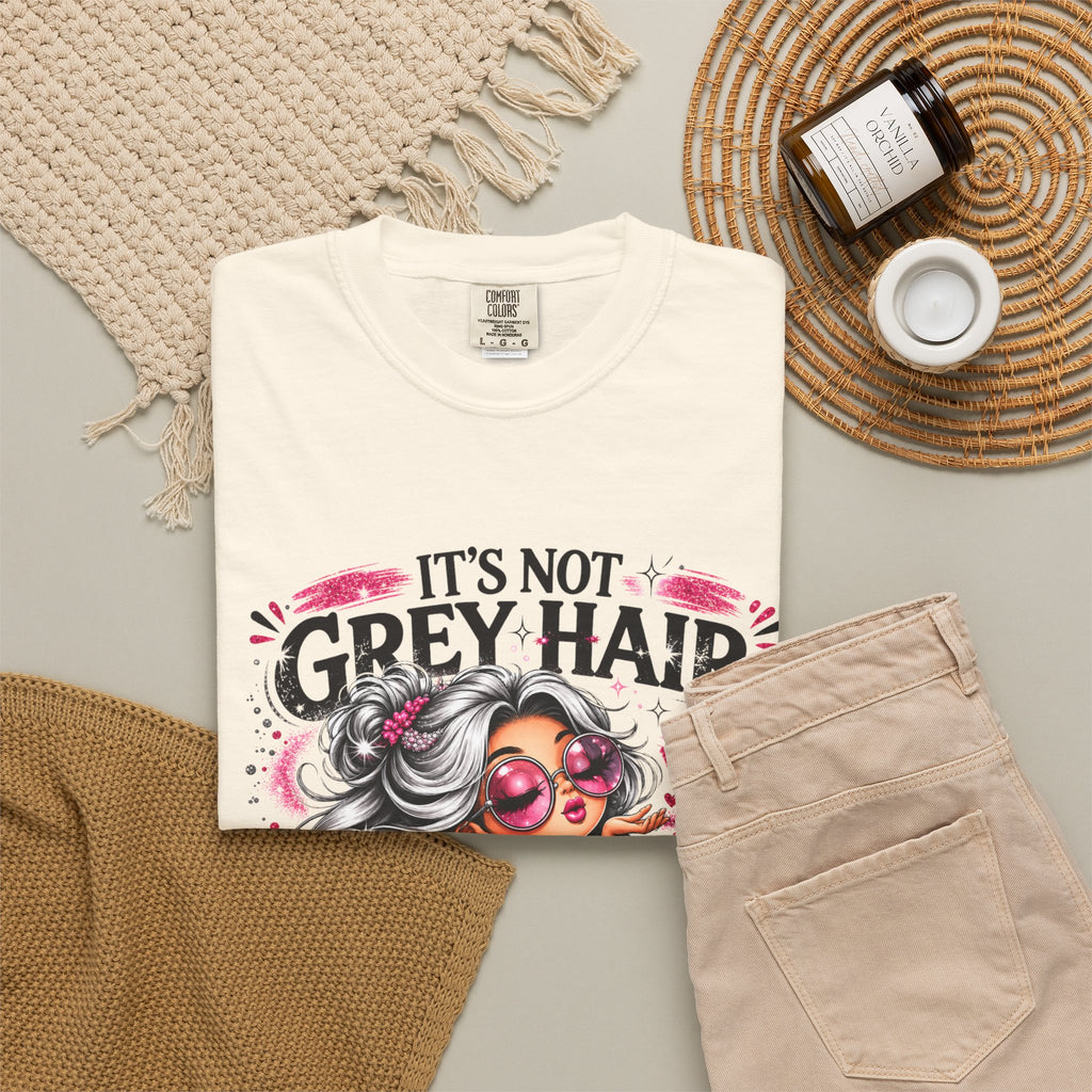 T-Shirt Its Not Grey Hair Its Wisdom Glitter Graphic Tee
