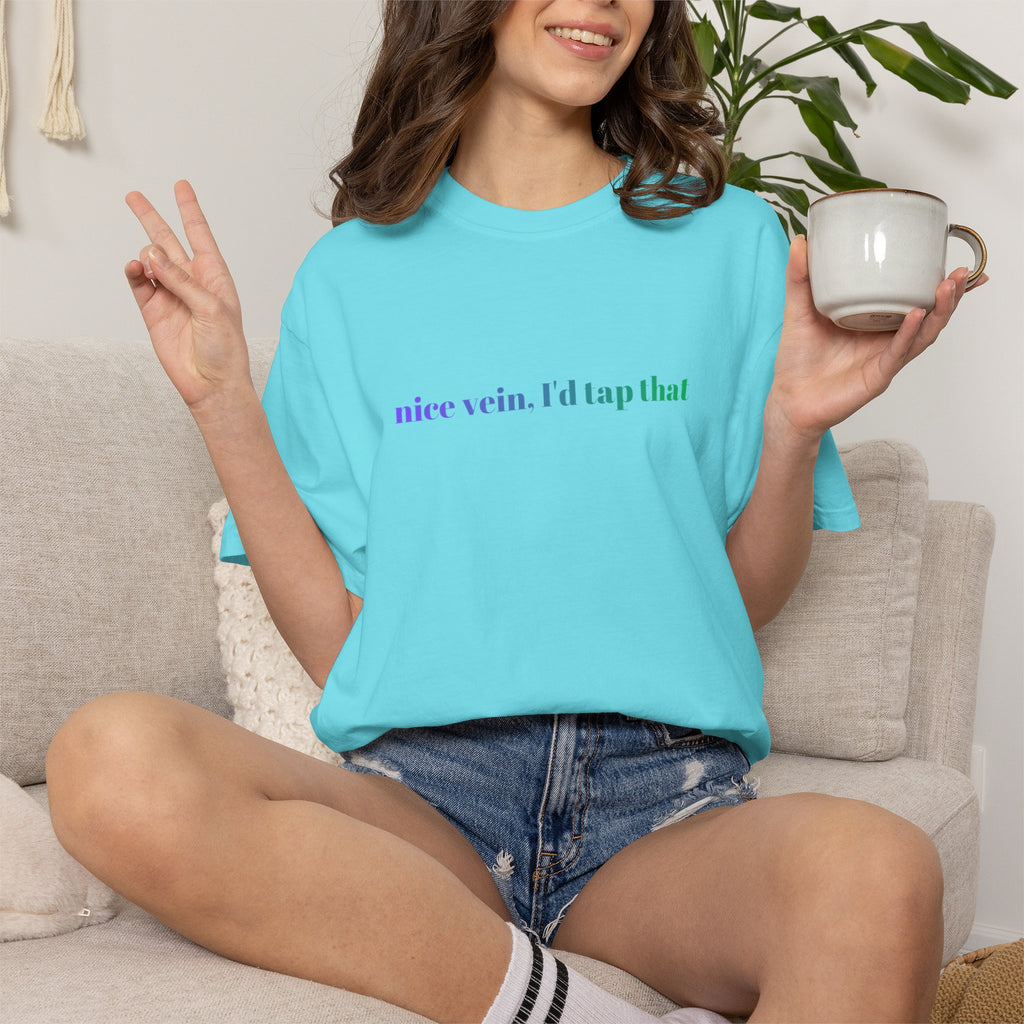 Nice Vein I'd Tap That Shirt, Funny Nurse Shirt, Phlebotomist Gift, IV Nurse Tee, Comfort Colors Medical Humor T-Shirt