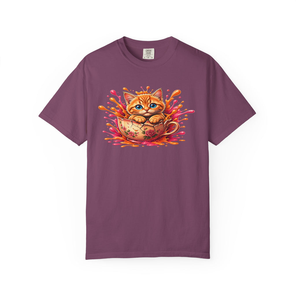 Cat Splash T Shirt Cute Orange Kitten Graphic Tee