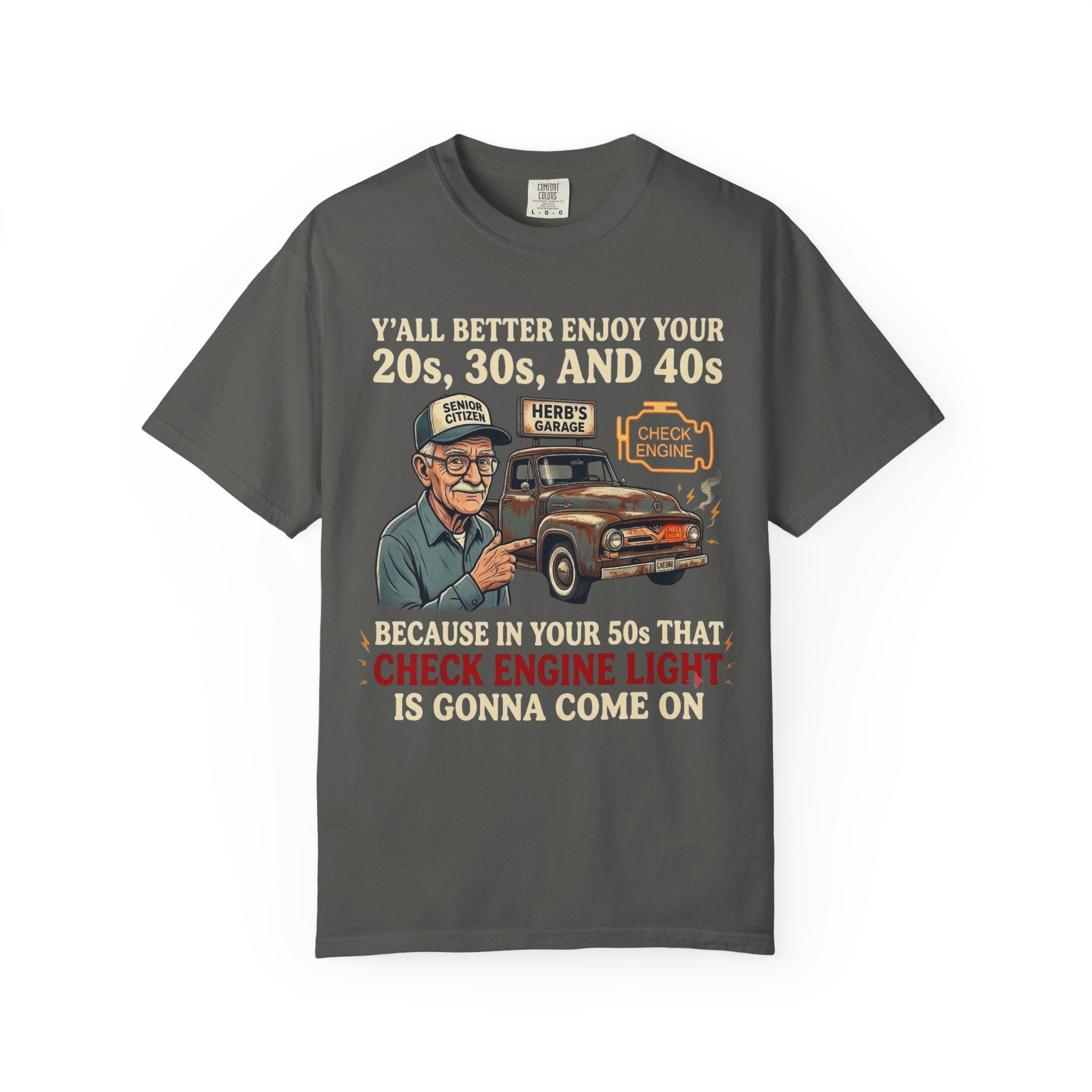 Check Engine Light Tee Shirt Funny Vintage Grandpa Truck Tee